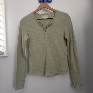 Tecovas Women’s Small Cotton Slub Henley Sagebrush Heather Green Western